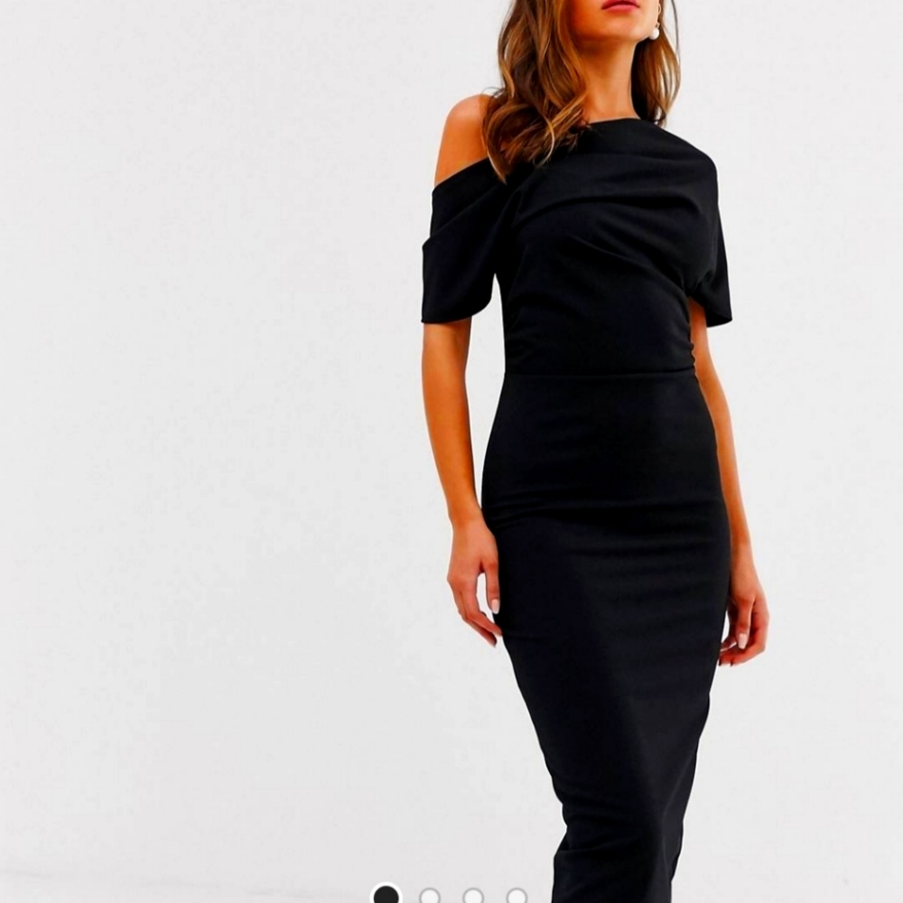 Asos Design pleated shoulder pencil dress